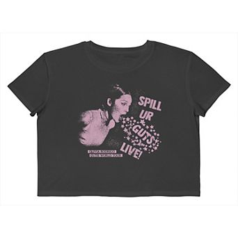 Juniors' Olivia Rodrigo Spill UR Guts Live World Tour Boxy Cropped Graphic Tee