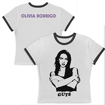 Juniors' Olivia Rodrigo Guts Portrait Graphic Ringer Baby Tee