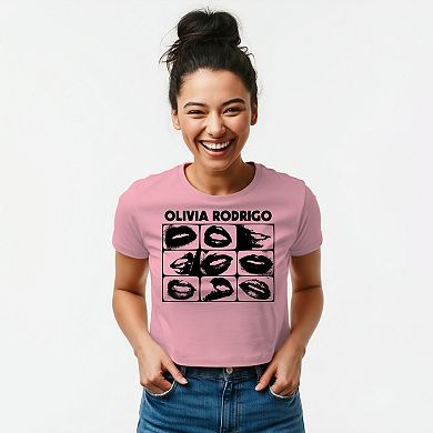 Juniors' Olivia Rodrigo Lips Collage Graphic Baby Tee
