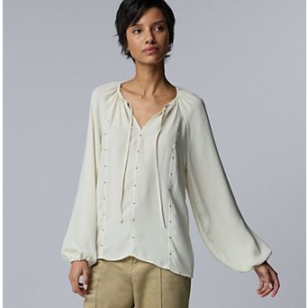 Women's Simply Vera Vera Wang Studded Shirred Blouse