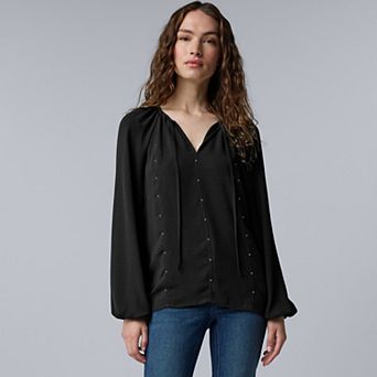 Women's Simply Vera Vera Wang Studded Shirred Blouse