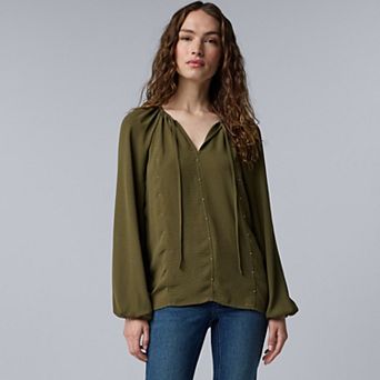 Women's Simply Vera Vera Wang Studded Shirred Blouse