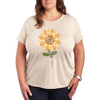 Plus Size Sunflower Patches Graphic Tee