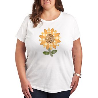 Plus Size Sunflower Patches Graphic Tee