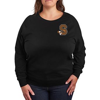 Plus Size Peanut Snoopy Collegiate Football Letter French Terry Long Sleeve Tee