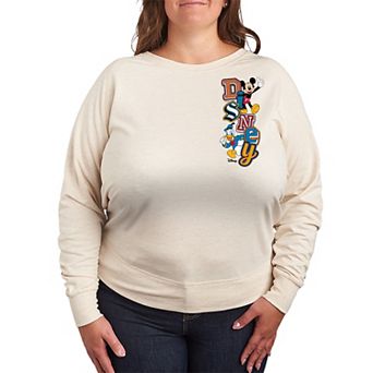 Plus Size Disney's Mickey & Donald Patch Logo French Terry Long Sleeve Tee