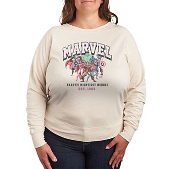 Plus Size Marvel Earth's Mightiest Heroes French Terry Long Sleeve Tee