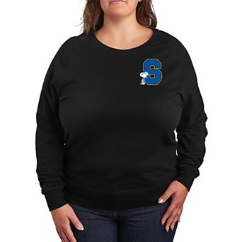 Plus Size Peanut Snoopy Collegiate Letter French Terry Long Sleeve Tee