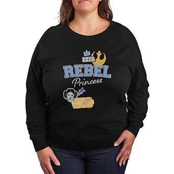 Plus Size Star Wars Princess Leia Rebel Patches French Terry Long Sleeve Tee