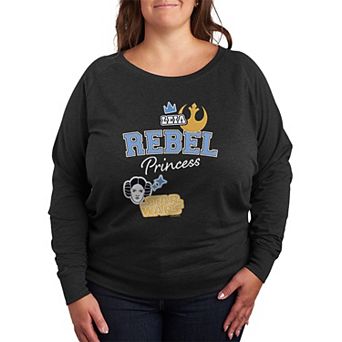 Plus Size Star Wars Princess Leia Rebel Patches French Terry Long Sleeve Tee