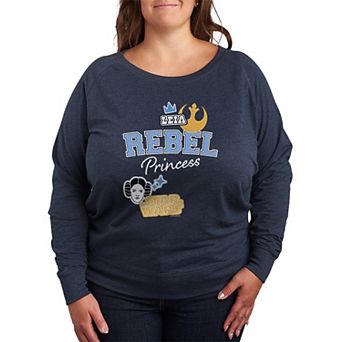 Plus Size Star Wars Princess Leia Rebel Patches French Terry Long Sleeve Tee