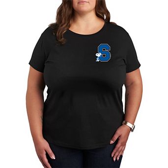 Plus Size Peanut Snoopy Collegiate Letter Graphic Tee