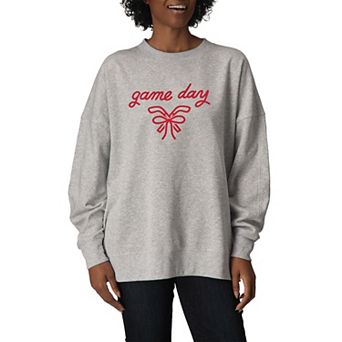 Women's Game Day Soccer Bow Oversized Fleece Crew Sweatshirt