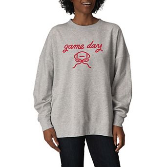 Women's Game Day Football Bow Oversized Fleece Crew Sweatshirt