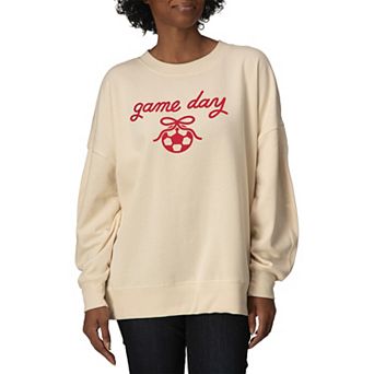 Women's Game Day Hockey Bow Oversized Fleece Crew Sweatshirt