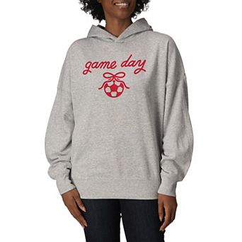 Women's Game Day Hockey Bow Oversized Fleece Hoodie Sweatshirt