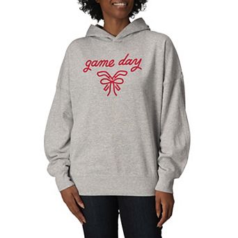 Women's Game Day Soccer Bow Oversized Fleece Hoodie Sweatshirt