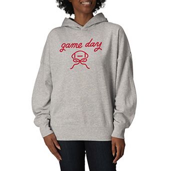Women's Game Day Football Bow Oversized Fleece Hoodie Sweatshirt