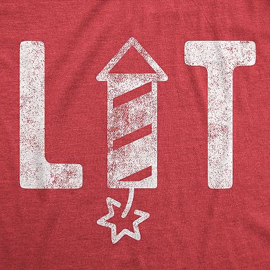 Mens Lit Firework T Shirt Funny 4th of July Parade Firecracker Graphic Novelty Tee