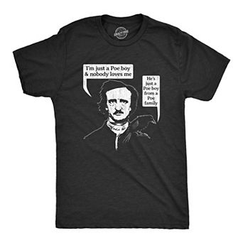 Mens Poe Boy T Shirt Funny Edgar Allan Poe Author Literature Rock Lyrics Queen Tee