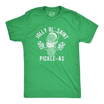 Mens Jolly Ol Saint Pickle-As T Shirt Funny Christmas Santa Pickle Graphic Tee
