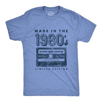 Mens Made In The 1980s T Shirt Funny Retro Cassette Tape Music Graphic Tee