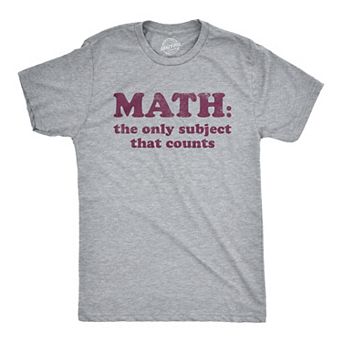 Mens Math The Only Subject That Counts T Shirt Funny School Teacher Pun Novelty Tee