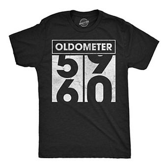 Mens Funny T Shirts Oldometer 59 to 60 Sarcastic Birthday Graphic Novelty Tee for Men