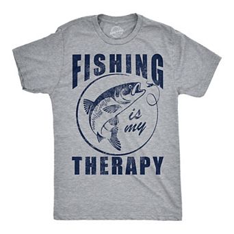 Mens Funny T Shirts Fishing Is My Therapy Sarcastic Fish Graphic Novelty Tee for Men
