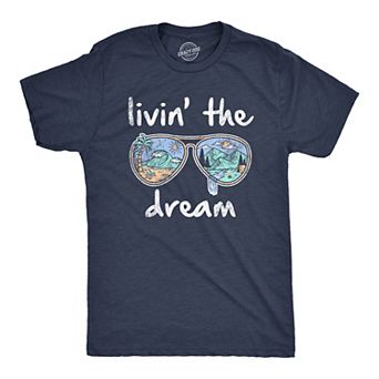 Mens Living The Dream T Shirt Cool Vacation Tee Graphic Novelty Tee Beach for Guys