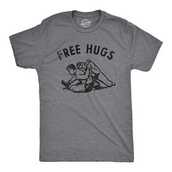 Mens Funny T Shirts Free Hugs Sarcastic Wrestling Graphic Novelty Tee for Men