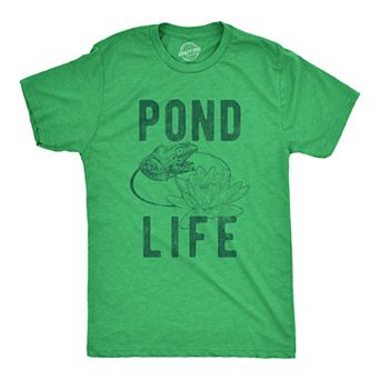Mens Pond Life Graphic T Shirt Funny Summer Toad Frog Lilypad Novelty Graphic Tee
