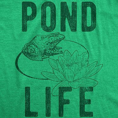 Mens Pond Life Graphic T Shirt Funny Summer Toad Frog Lilypad Novelty Graphic Tee