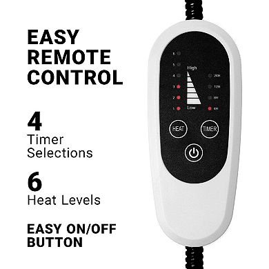 Pet Heating Pad 23.64x17.72IN, 6 Temp with Timer Waterproof Dog Cat Bed Heated Mat