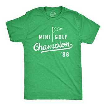 Mens Mini Golf Champion T Shirt Funny Retro Putt Putt Champ Graphic Tee for Guys