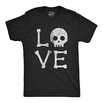 Mens Love Skull T Shirt Funny Skeleton Bones Halloween Party Graphic Tee