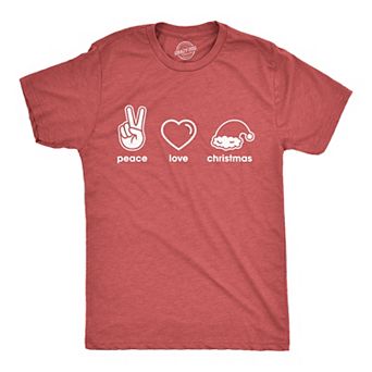 Mens Peace Love Christmas T Shirt Funny Holiday Xmas Party Graphic Novelty Tee