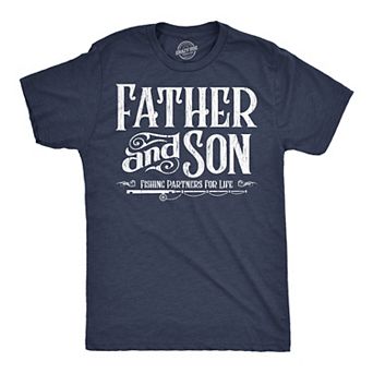 Mens Funny T Shirts Father and Son Fishing Partners for Life Sarcastic Fathers Day Graphic Tee