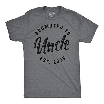 Mens Funny T Shirts Promoted to Uncle 2025 Sarcastic Family New Baby Graphic Tee for Men