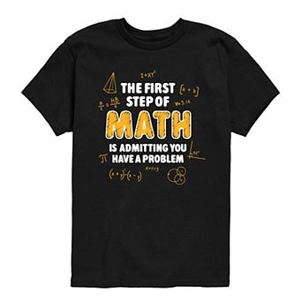 Boys 8-20 The First Step of Math Humor Graphic Tee