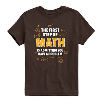Boys 8-20 The First Step of Math Humor Graphic Tee