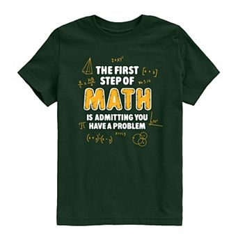 Boys 8-20 The First Step of Math Humor Graphic Tee