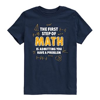 Boys 8-20 The First Step of Math Humor Graphic Tee