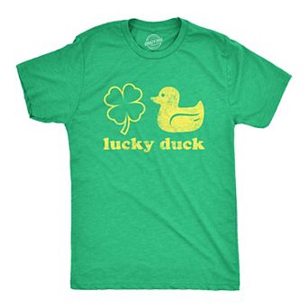 Mens Lucky Duck T Shirt Funny Shamrock St Patricks Day Graphic Tee
