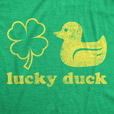 Mens Lucky Duck T Shirt Funny Shamrock St Patricks Day Graphic Tee