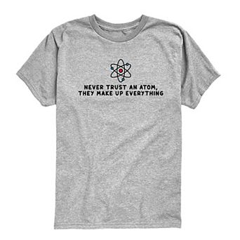 Boys 8-20 Never Trust an Atom Science Pun Graphic Tee