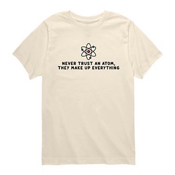 Boys 8-20 Never Trust an Atom Science Pun Graphic Tee