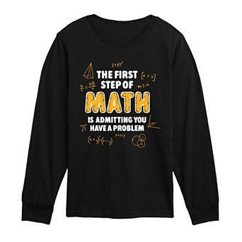 Boys 8-20 The First Step of Math Humor Long Sleeve Graphic Tee