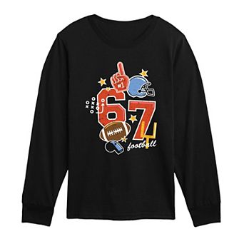 Boys 8-20 67 Football Icons Long Sleeve Graphic Tee