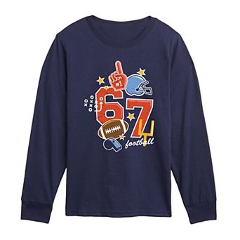 Boys 8-20 67 Football Icons Long Sleeve Graphic Tee